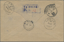1907 3c. pair, 4c. and 5c. tied by "BRUNEI/13/MAR/1907" cds to ...