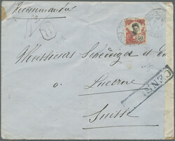 1918, Registered envelope (vertical fold) addressed to Switzerland ...