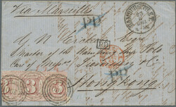 1863 Thurn &amp; Taxis lettersheet from Hamburg to HONGKONG, prepaid ...