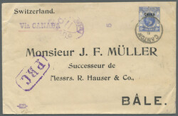 1917. Censored envelope addressed to Switzerland bearing British Post ...