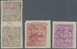 1948-49 Kishangar 1a. brown-lilac vertical tête-bêche pair imperf. ...