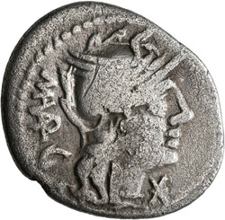 AR-Denar; 130 v. Chr. Rom; Romakopf // Jupiter in Quadriga, Albert ...