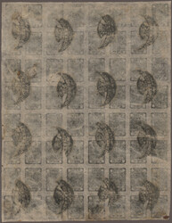 1922-24 Complete sheet of 64 ½a. black from setting 10 ...