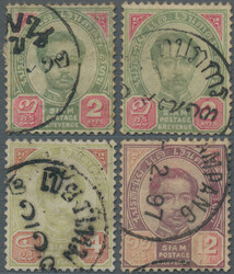 1887-91 Definitives 2a. used with LAMPHUN native cds, 2a. with SAMUT ...