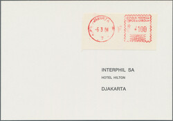 1984, Postal Meter Stamps "JAKARTA 7 6.3.84" with value "*100", ...
