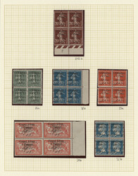 1924, DOUBLE OVERPRINTS, petty MNH collection of six blocks of four ...