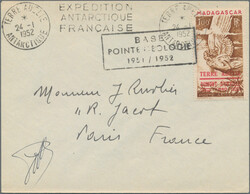 1948, TAAF, Airmail 100fr. "Icarus" on cover from "TERRE ADELIE 24.1 ...