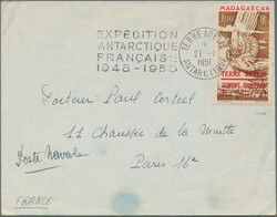 1948, TAAF, Airmail 100fr. "Icarus" on cover from "TERRE ADELIE 21.1 ...
