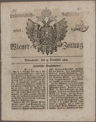 1789-1899, Oesterreichische Kaiserliche Wiener Zeitung vom 9. Dez. ...