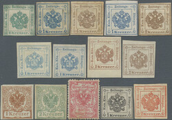 1853-1890, Zusammenstellung der Haupttypen der Zeitungsstempelmarken ...