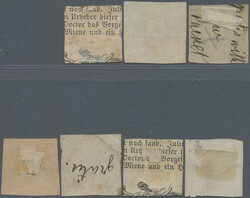 Lot von 7 Ganzfälschungen, dabei ein Stück mit blauem Stempel. Der ...