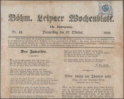 1859, Zeitung "Böhm. Leipaer Wochenblatt" vom 4. August 1859 bzw. 27 ...