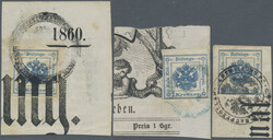 1859, 1 Kr., Type I (Provisorim), Zusammenstellung von 5 ...