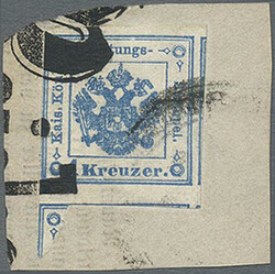 1859, 1 Kr., ohne Wz., Type I/Ia, sog. Provisorium, auf ...