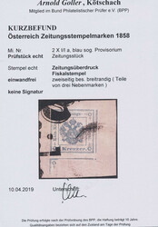 1859, 1 Kr., ohne Wz., Type I/Ia, sog. Provisorium, auf ...