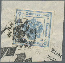 1859, 1 Kr. "lichtblau", ungewöhnliche Farbnuance, voll- bis ...