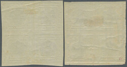 1859, 1 Kr. blau, Type IIa bzw. IIb, zwei ungebrauchte Viererblöcke ...