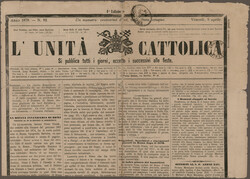 1878, Zeitung "L Unita Cattolica" frankiert mit Halbierung 2 Kr., ...