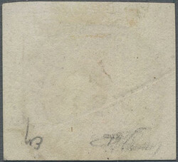 1859, 4 Kr. rot, rechts angeschnitten, links mit Bogenrand, ...