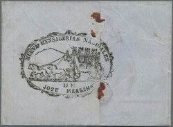 1859 ca., STAGECOACH MAIL, clear strike of handstamp with four-horse ...