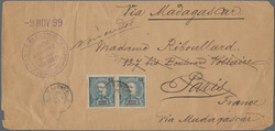 1899 Cover from Lourenco Maques ("9 NOV 99" datestamp) to Paris via ...