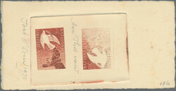 1962, UNO NEW YORK, card board with 2 strikes of chestnut coloured ...