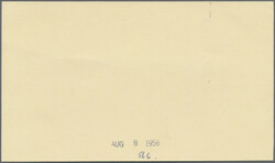 1958, 3¢ postal card, approved die proof with signed handstamp. Two ...