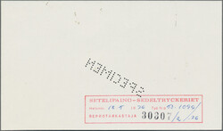 1976, 9¢ postal card with "SPECIMEN" perforation. Color and die ...
