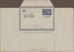 1954, 10¢ air letter. Two die proofs in royal blue. One with the ...