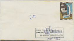 1972, 8¢ envelope approved color and die proof with slight creases ...