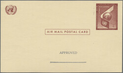 1957, 4¢ airmail postal card. Unsigned die essay with "APPROVED" ...