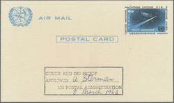 1963, 6¢ airmail postal card, approved color and die proof. 2copies ...