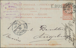 1896 Postal stationery card 10c. brown with perfin "E. BUSATH" and ...