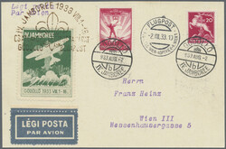 1933, Hungary, Gödöllö Jamboree, three airmail cards 2.+12.+14 ...