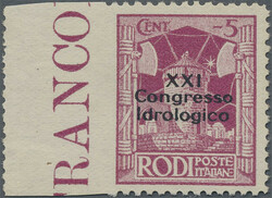 1930, Hydrolocial Congress, 5c. lilac with sheet margin at the left, ...