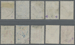 1879/85 Group of 14 used and one mint stamp, with complete set of ...