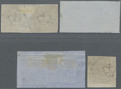 1851-57 Group of seven used stamps, i.e. two pairs 4 R.B.S. (one on ...