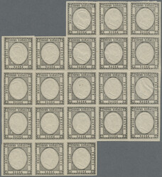 1861, Provinz Neapel, Probedruck 5 Gr. schwarz mit kopfstehender ...