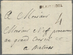 1758, "FLAMISOUL", Einzeiler auf mit 4 Sols taxiertem vollständigem ...