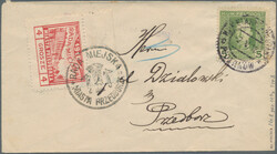 PRZEDBORZ: 1918, 4 Gr red from upper margin, Type 3, in previously ...