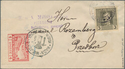 PRZEDBORZ: 1918, 4 Gr red, perf. 10, lower left corner stamp, tied by ...