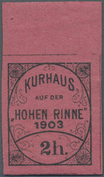 1903, Hotel Post "Hohe Rinne", private mail service, 2h. black on red ...