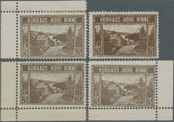 1909, Hotel Post "Hohe Rinne", private mail service, 3h. brown, four ...