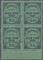 1909, Hotel Post "Hohe Rinne", private mail service, 5h. black on ...