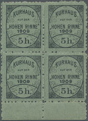 1909, Hotel Post "Hohe Rinne", private mail service, 5h. black on ...