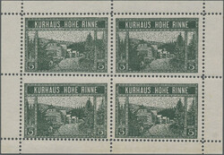 1923, Hotel Post "Hohe Rinne", private mail service, 5h. green, mini ...