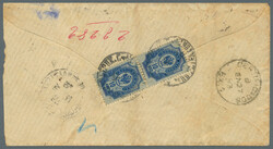 1889, 10 k. blue blue, vertical pair tied by cds. "LYDO....17.12 ...