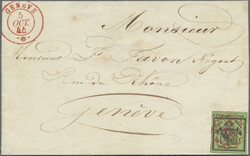 1843, 5 c. aus der rechten Hälfte auf Ortsbrief von Genf. Die Marke ...
