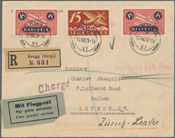 1923 (21.VIII.) Erstflug Zürich-London: Eingeschriebener ...