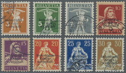 1918, IKW 'dünner Aufdruck': kompletter, gestempelter Satz mit ...